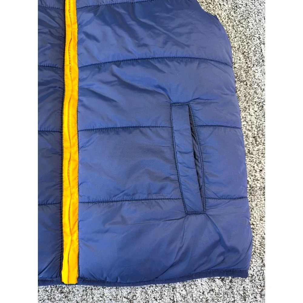Janie and Jack Reversible Puffer Vest Boys 7/8 Blue Yellow Adventure Outerwear
